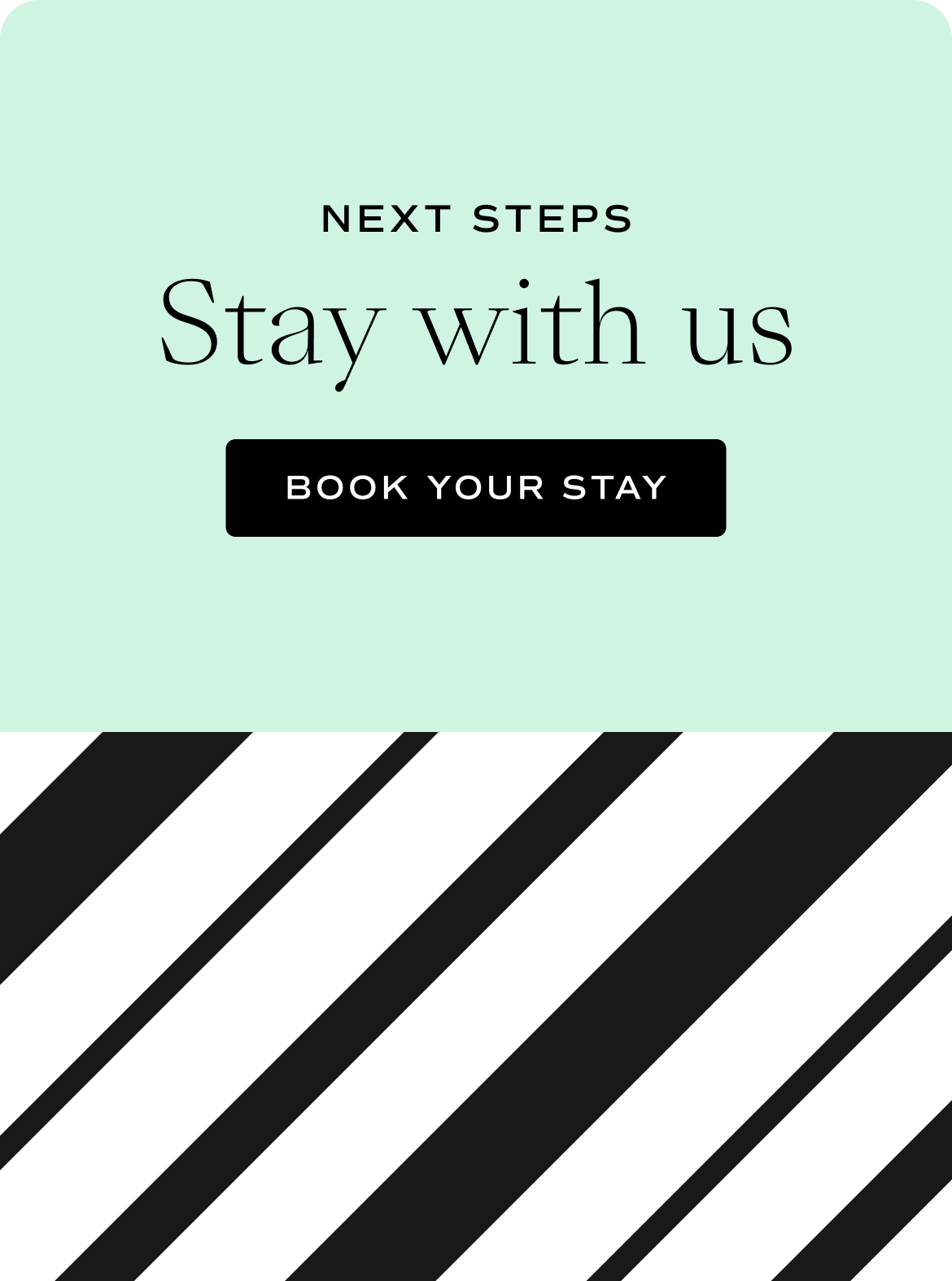 Maybourne hotel site style: mint with diagonal stripe pattern