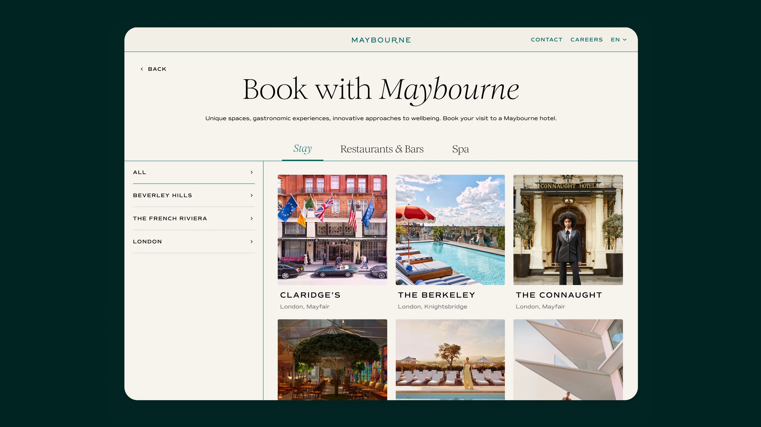 Maybourne book with Maybourne page on desktop