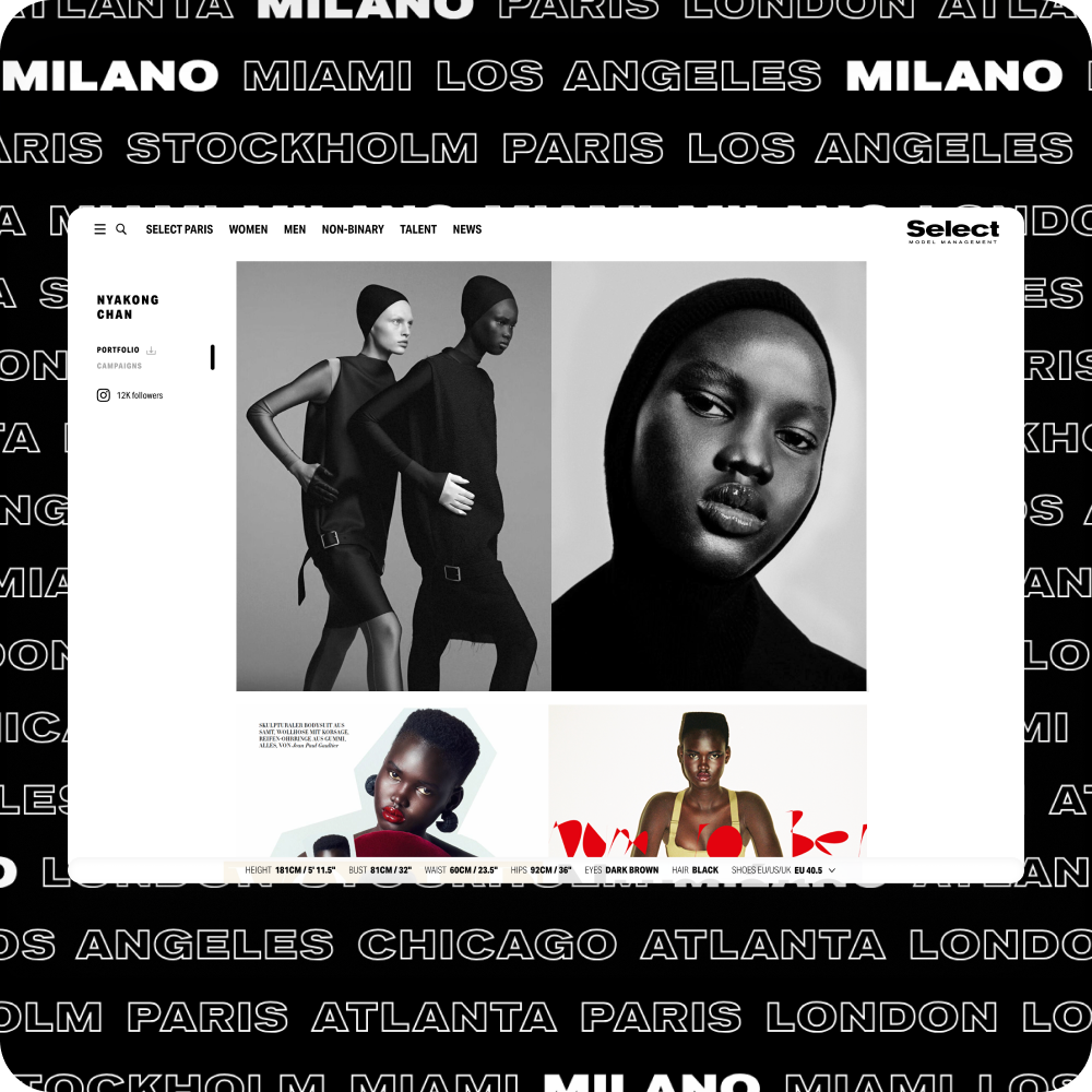 Select Models website design
