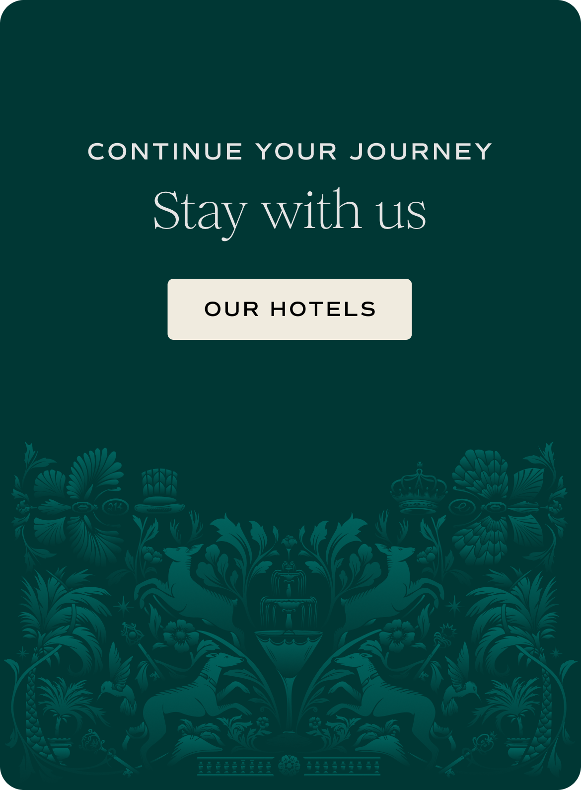 Maybourne hotel site style: deep green with heritage pattern