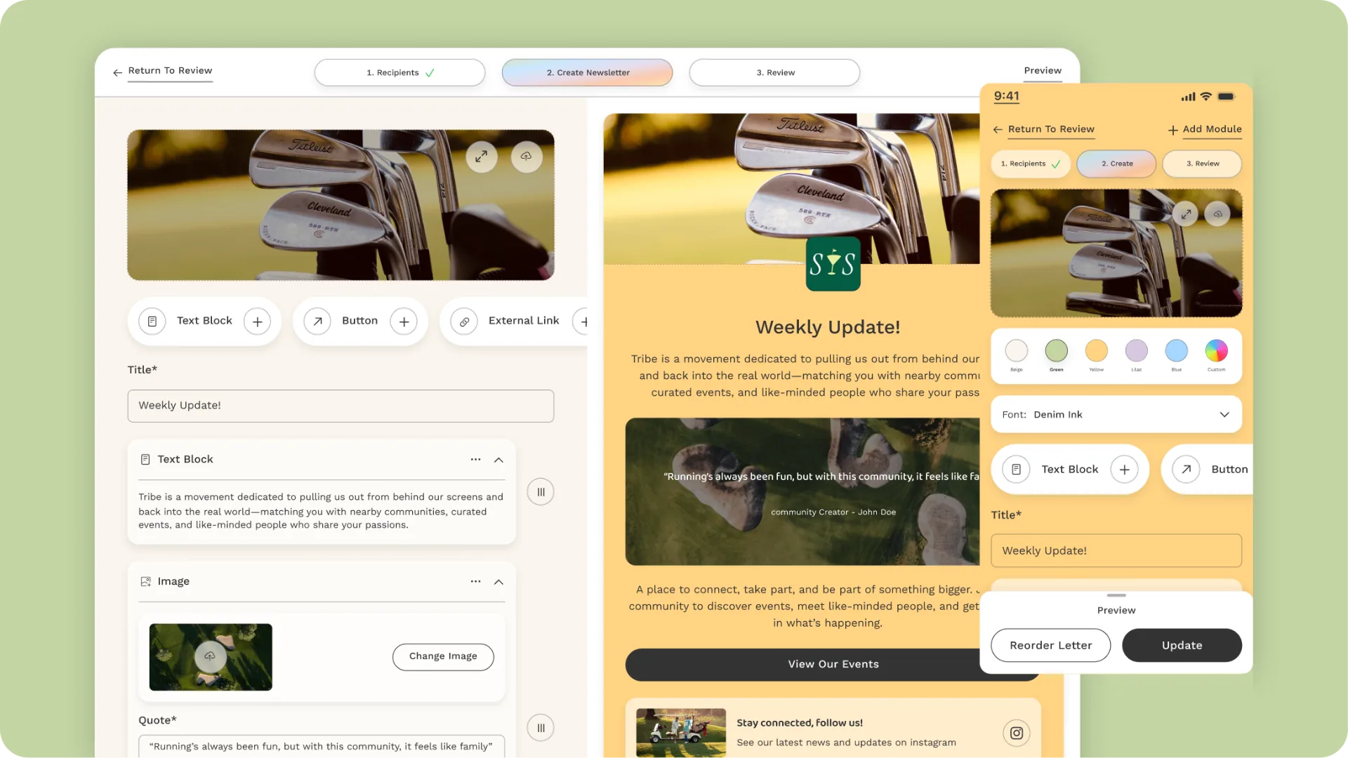 Tribe newsletter creation flow
