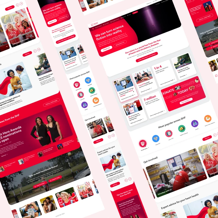 British Heart Foundation website screens