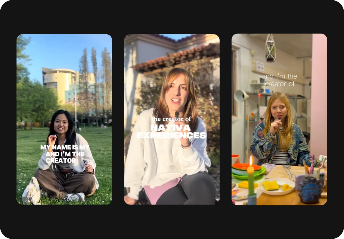 Community lead interview videos featuring three creators