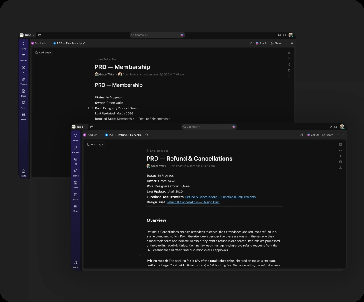 PDR document for Membership and Refund & Cancellations features