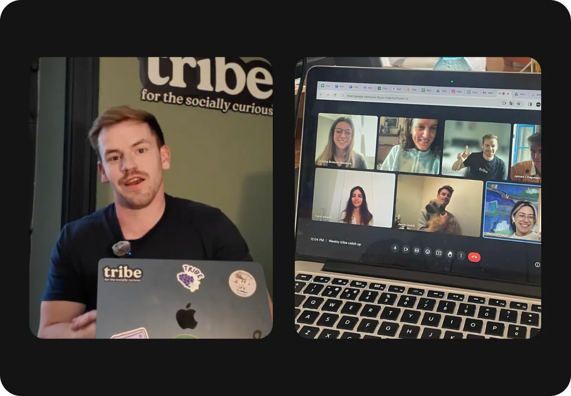 Stakeholder interview screenshots with founders and team