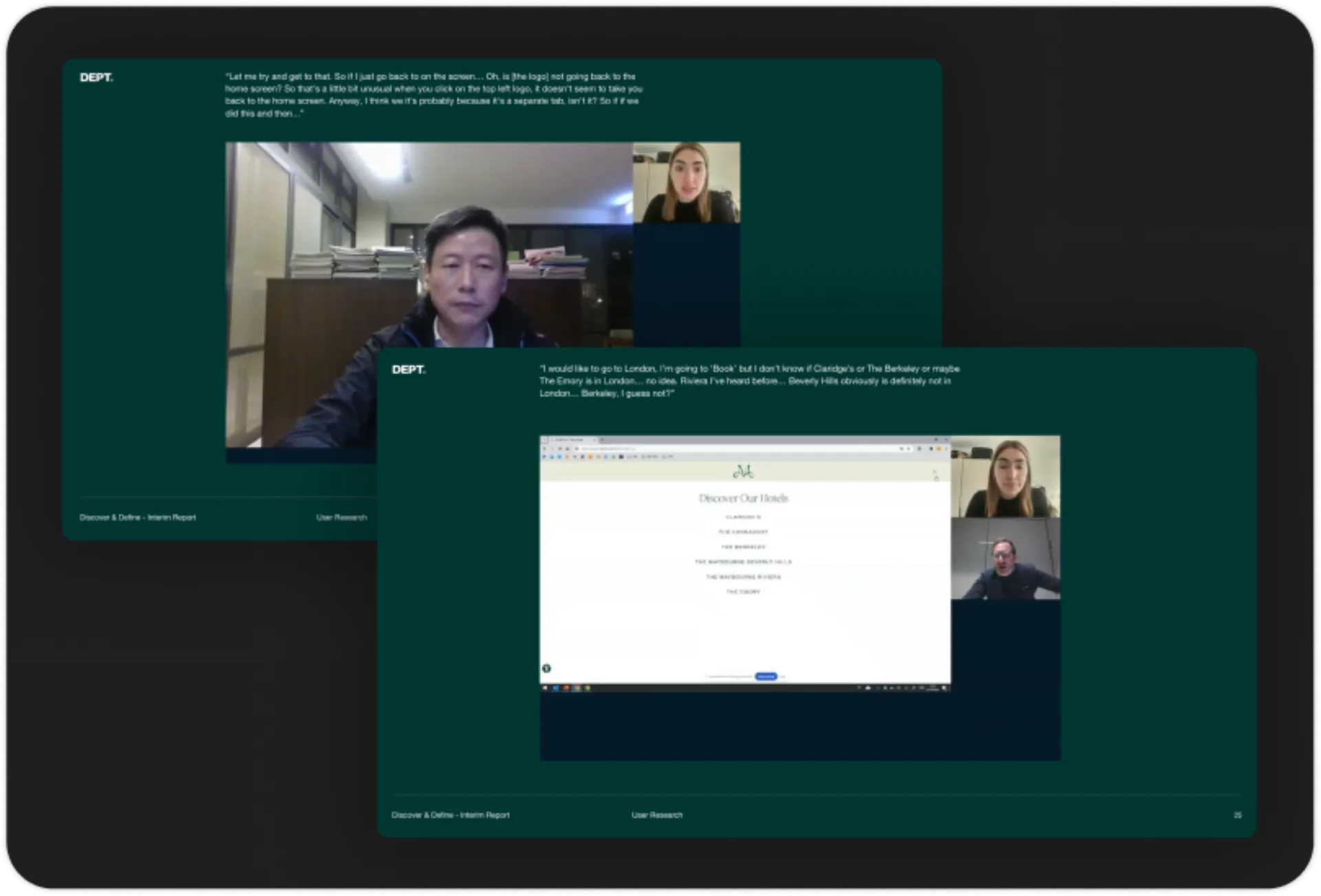 User interviews for existing site